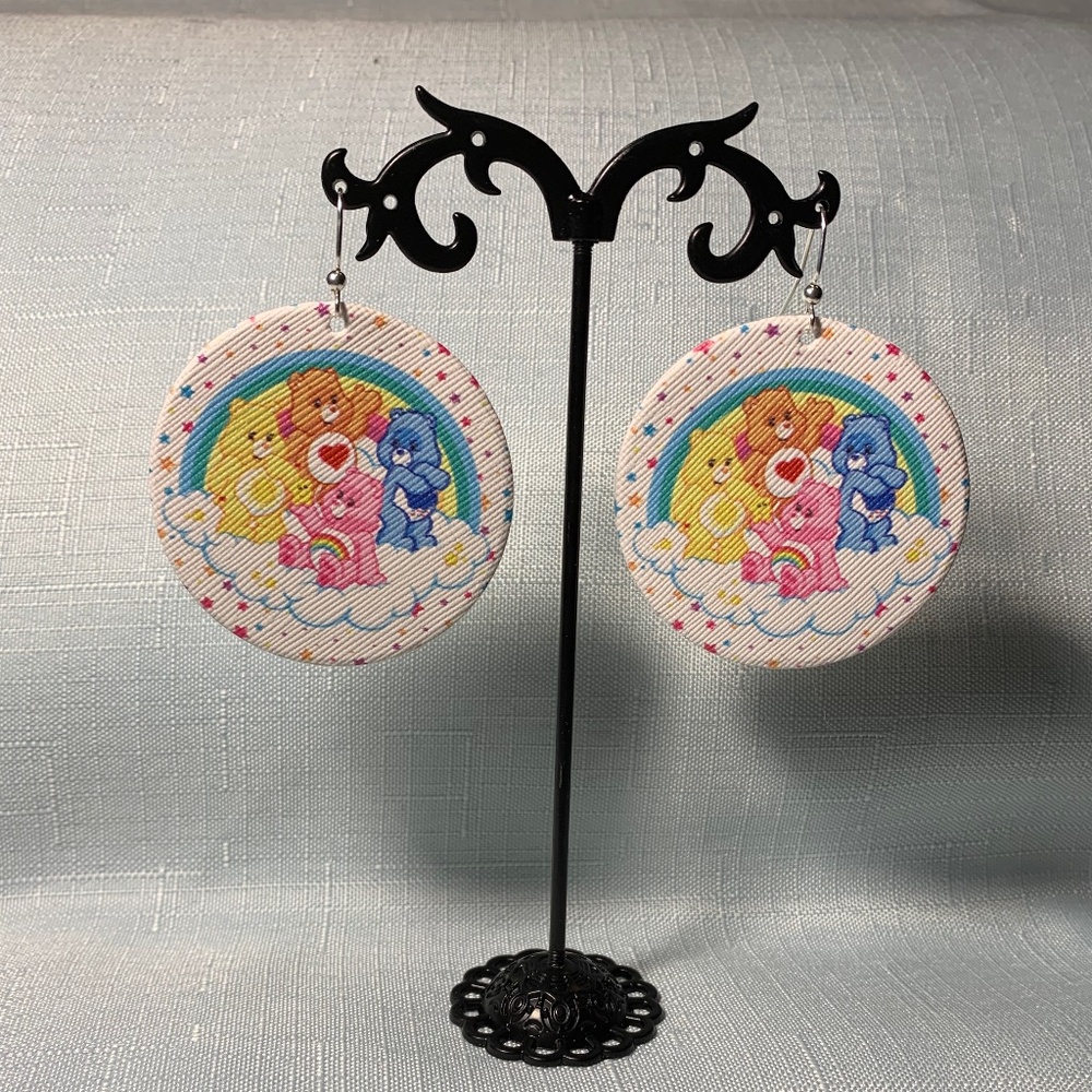 NWT  Care Bears Faux Leather Handemade Earrings